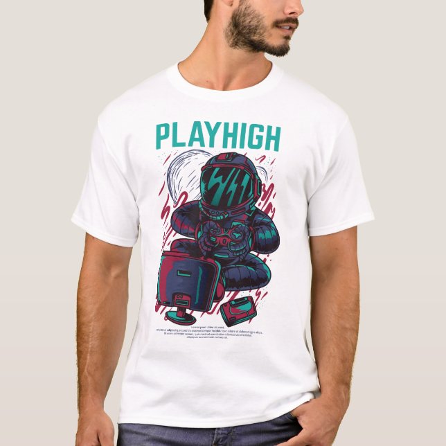 Spela High Astronaut Gamer Present T-Shirt Unisex (Framsida)