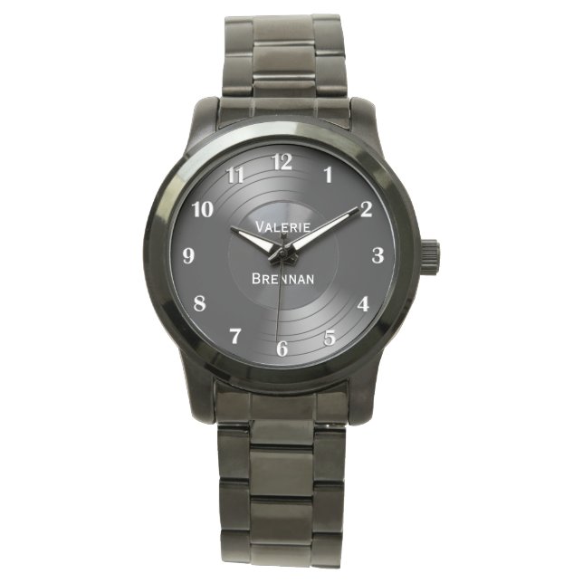 Spela in albumPersonlig med vita tal Armbandsur (Framsida)