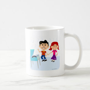 Spela in Roligt Cute Tecknade figurer-design för P Kaffemugg