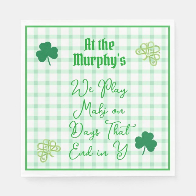 Spela Mahjong Days End Y Vattenfärg Shamrocks Pappersservett (Framsidan)