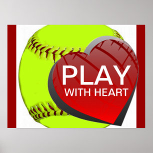 Spela med Heart Softball Poster