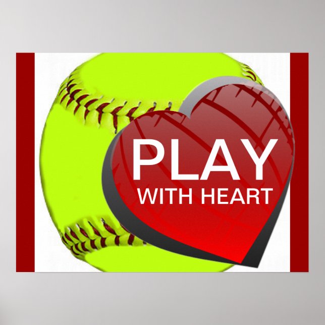 Spela med Heart Softball Poster (Framsidan)
