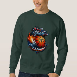 Spela Med Hjärta Basket Motivations Tröja För Män Lång Ärmad Tröja