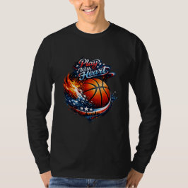 Spela Med Hjärta Basket Motivationskonst Långärmad T Shirt