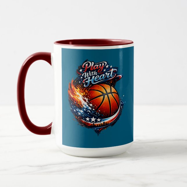 Spela med hjärta Basketmotivationskombomugg Mugg (Vänster)
