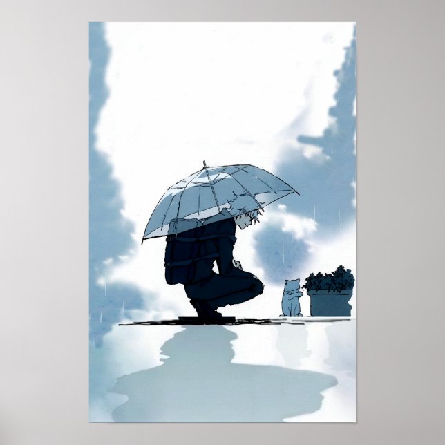 Spela med katt på regndagen Poster (Framsidan)