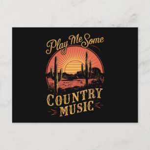 Spela Mig Lite Country Music Western Cowboy Vintag Vykort