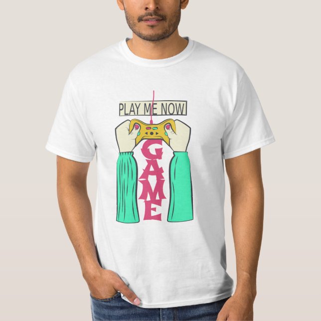 Spela Mig Nu – Retro Spelkontrolldesign T Shirt (Framsida)