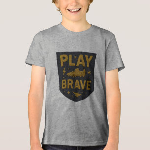 Spela Modig Broderad Fotbollsdesign T Shirt