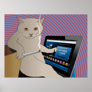 Spela och att röka katten som leker ipadkasinot poster