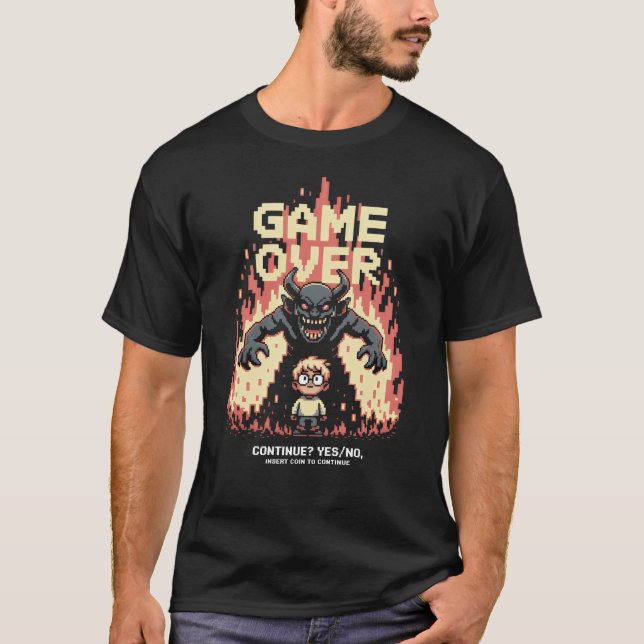 Spela över 8-bitars Glitch Art T Shirt (Framsida)