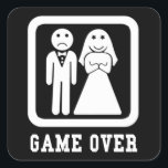 Spela över | Bachelor Stag Party Gift (Black/White Fyrkantigt Klistermärke<br><div class="desc">Är han gifta sig? Stackars honom, gav över... Ge dig själv den här gåvan från fantastisk till brudgummen, det är roligt och verkligen står ut med den vita designen på svart bakgrund eller vice versa. Det är perfekt för bachelor och stoppa party, duschar, namn! Underbart vitt på svart tittar dekal,...</div>