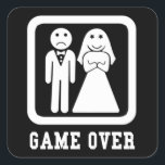 Spela över | Bachelor Stag Party Gift (Black/White Fyrkantigt Klistermärke<br><div class="desc">Är han gifta sig? Stackars honom, gav över... Ge dig själv den här gåvan från fantastisk till brudgummen, det är roligt och verkligen står ut med den vita designen på svart bakgrund eller vice versa. Det är perfekt för bachelor och stoppa party, duschar, namn! Underbart vitt på svart tittar dekal,...</div>
