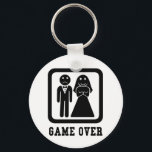 Spela över | Bachelor Stag Party Gift (Black/White Nyckelring<br><div class="desc">Är han gifta sig? Stackars honom, gav över... Ge dig själv den här gåvan från fantastisk till brudgummen, det är roligt och verkligen står ut med den vita designen på svart bakgrund eller vice versa. Det är perfekt för bachelor och stoppa party, duschar, namn! Underbar vit på svart tittar nyckelring,...</div>