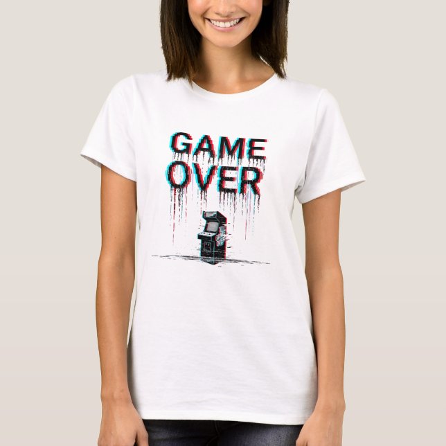 Spela över - Retro Pixel Art Arcade T-Shirt (Framsida)