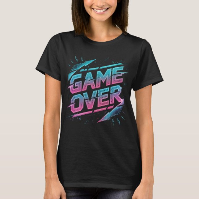 Spela över - Retro Pixel Art Arcade T-Shirt (Framsida)