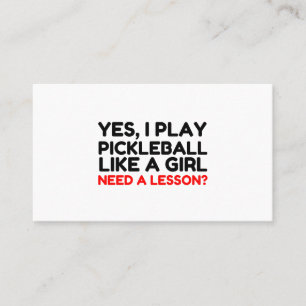 Spela Pickleball som en flicka behöver lektion Visitkort