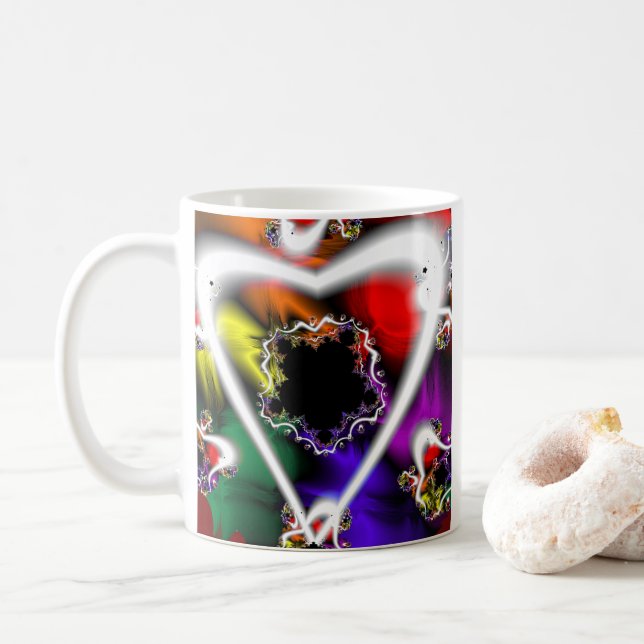 Spela | Regnbåge Fractal Art Kaffemugg (Med munk)