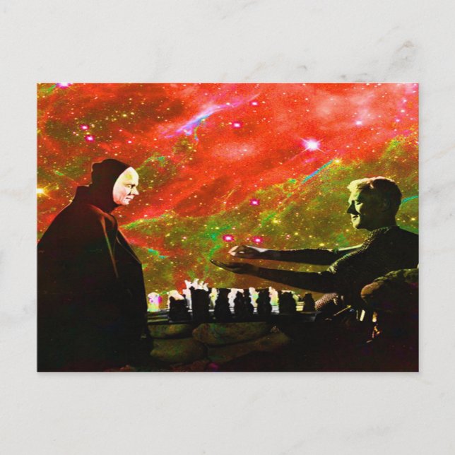 Spela schack med döden vykort (Framsida)