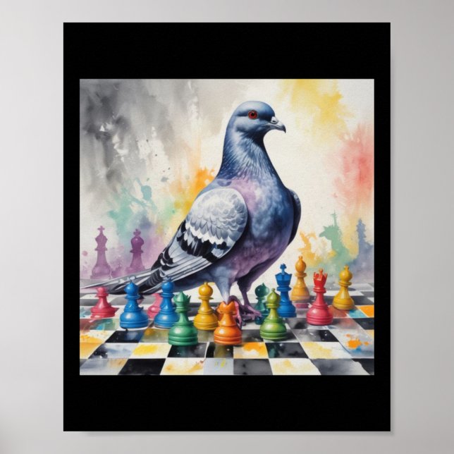 Spela schack med en pieduxetikett poster (Framsidan)