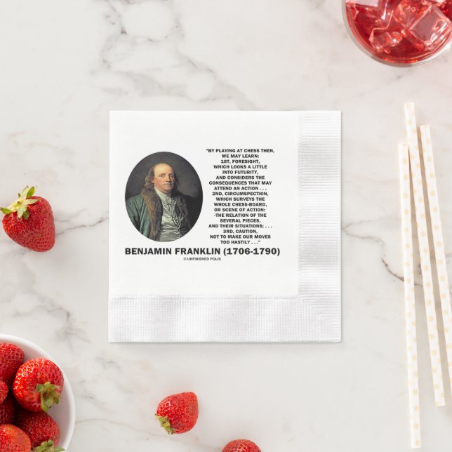 Spela Schack Varning Benjamin Franklin Citat Pappersservett (Insitu)