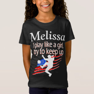 SPELA SOM EN GIRL PERSONLIG SOCCER GIRL T SHIRT