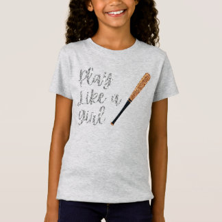 Spela som en tjej Baseball Fladdermus Glitter T Shirt