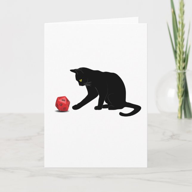 Spela spel i Cat Rolling Dice RPG Role Speling Lov Kort (Framsida)