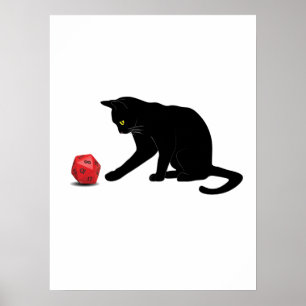 Spela spel i Cat Rolling Dice RPG Role Speling Lov Poster
