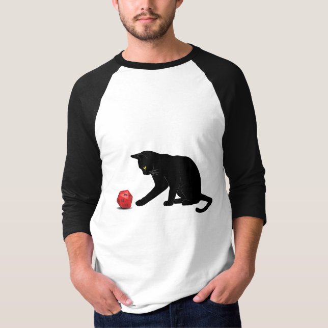 Spela spel i Cat Rolling Dice RPG Role Speling Lov T Shirt (Framsida)
