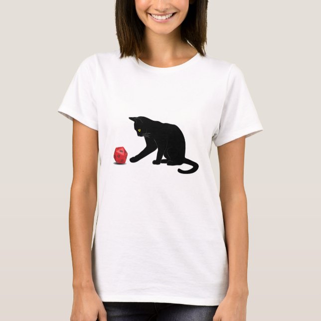 Spela spel i Cat Rolling Dice RPG Role Speling Lov T Shirt (Framsida)