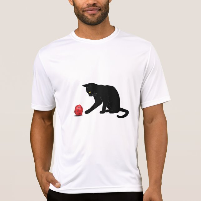 Spela spel i Cat Rolling Dice RPG Role Speling Lov T Shirt (Framsida)
