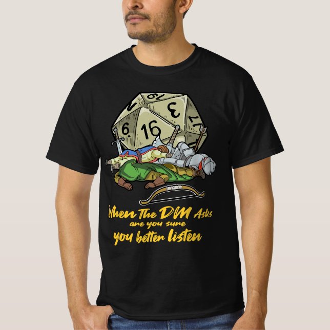 Spela spel i Tabletop när DM frågar T Shirt (Framsida)