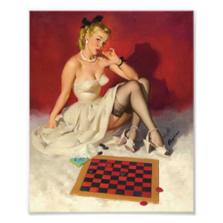 Spela spel - Retro Pinup Girl Fototryck