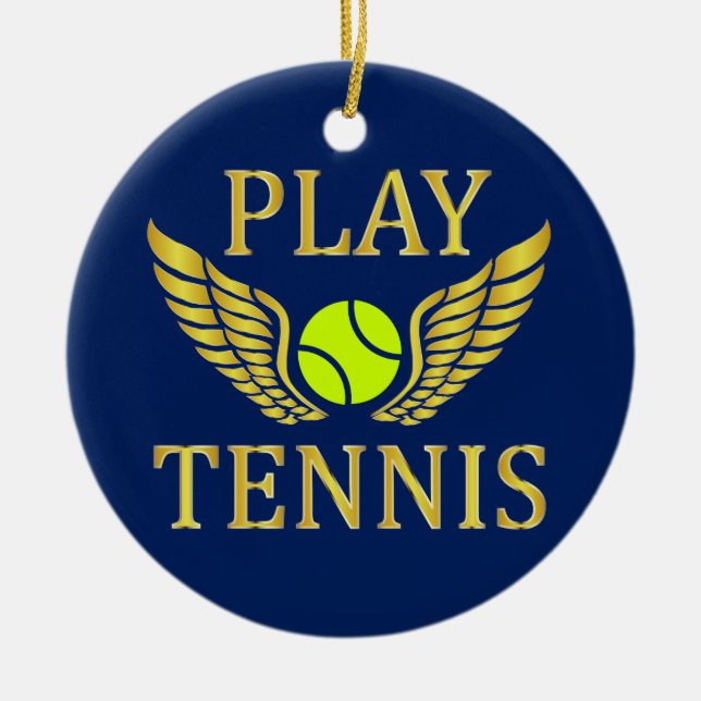 Spela tennis julgransprydnad keramik (Framsidan)