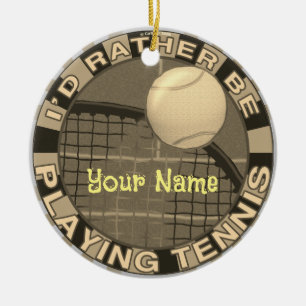 Spela tennis julgransprydnad keramik