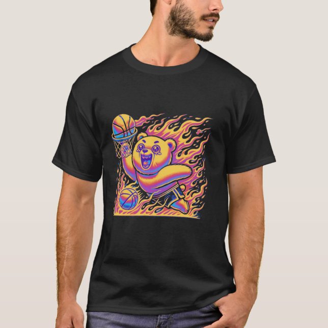 Spela upp Basketball Bear-spelare Sports Activit T Shirt (Framsida)