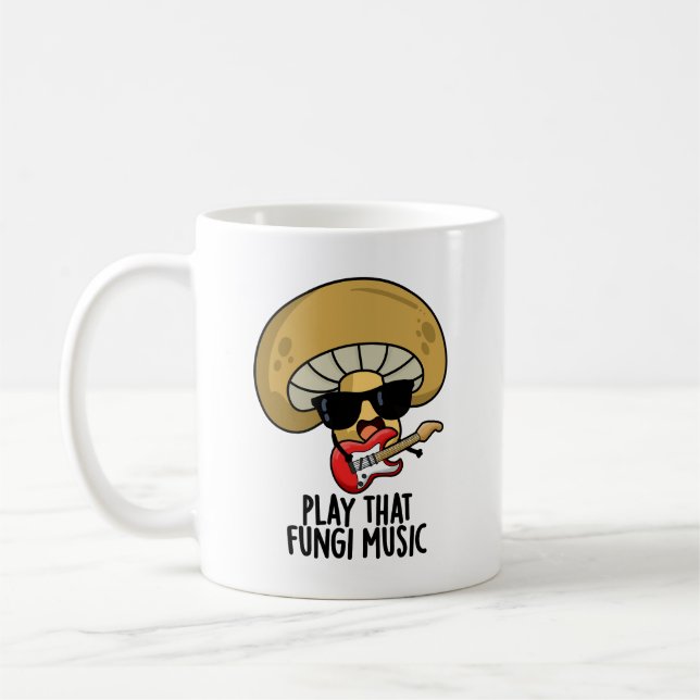 Spela upp den där svampi Music Funny Mushroom Pun Kaffemugg (Vänster)