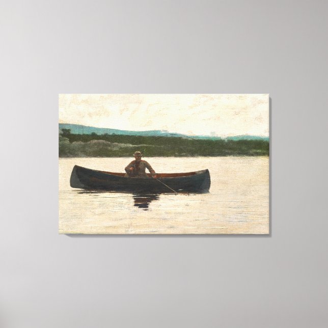 Spela upp en fisk (1875) av Winslow Homer Canvastryck (Framsida)