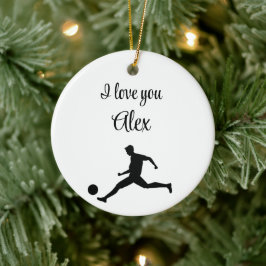 Spela upp fotbeskärningsgrafik svart julgransprydnad keramik