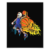 Spela upp hård Retro Slam dunk Skull Basketboll