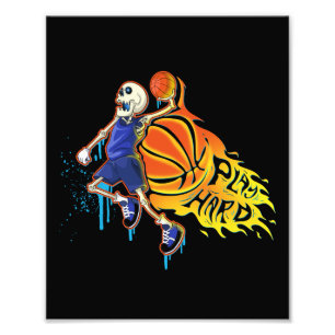 Spela upp hård Retro Slam dunk Skull Basketboll Fototryck
