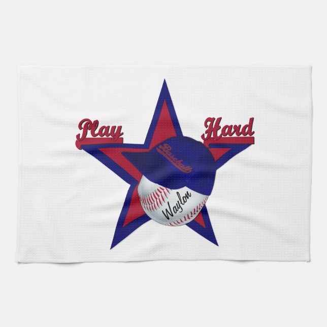 Spela upp hårdsoftball och Hat Kitchen Towel Kökshandduk (Horisontell)