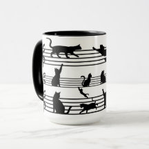 Spela upp katter Piano Notes Party-kaffe Mugg