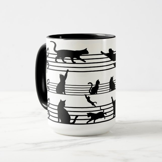 Spela upp katter Piano Notes Party-kaffe Mugg (Framsida vänster)
