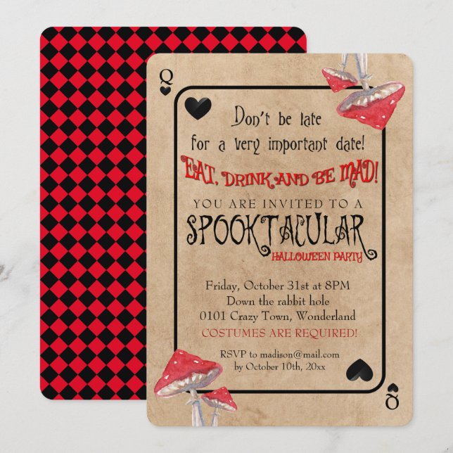 Spela upp kort Crazy Mushroom Halloween (Fram/baksida)