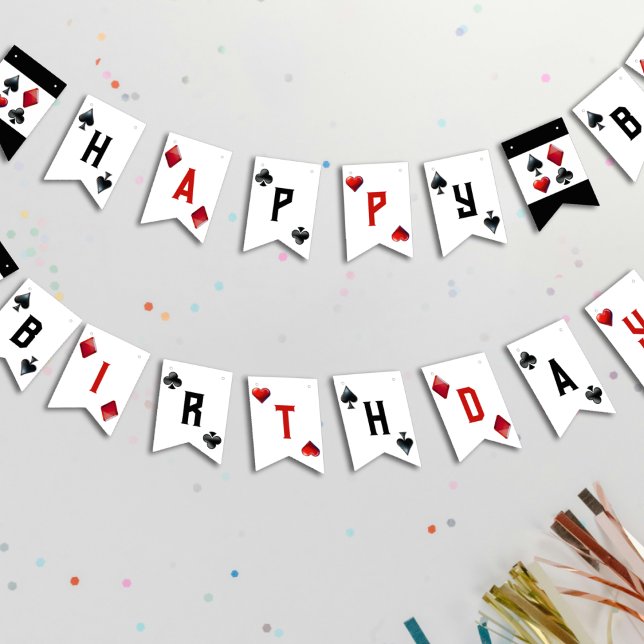 Spela upp kort på Grattis på födelsedagen-banderol Vimplar (Playing Cards Casino Poker Happy Birthday Banner
)
