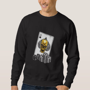 Spela upp kort Poker Skull Spelare i Spelare Lång Ärmad Tröja