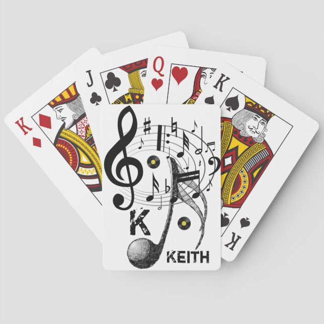 Spela upp kort, svart och vit Musik noter Casinokort (Baksidan)