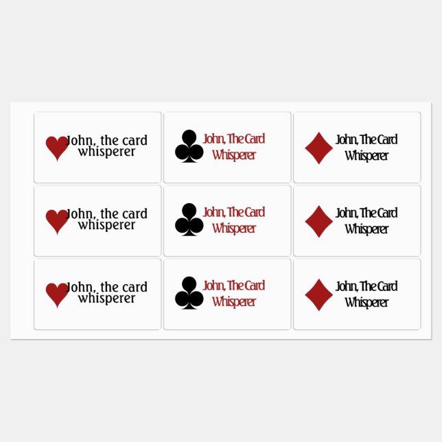 Spela upp kortsymboler, praktiska etiketter (Ark)